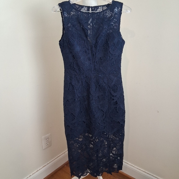 Dress The Population Avianna Rose Lace Sleeveless Navy Dress Size Small - Picture 4 of 9